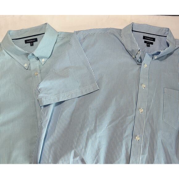 Lot of 2 Croft & Barrow Men’s XXL Blue Pinstripe Button-Down Shirts Easy Care - Picture 2 of 11